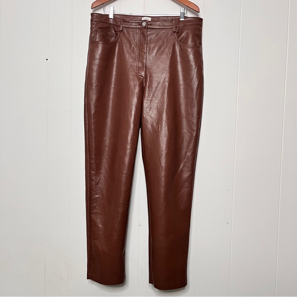 Wilfred Dark Brown Pleather Pants Women's 16